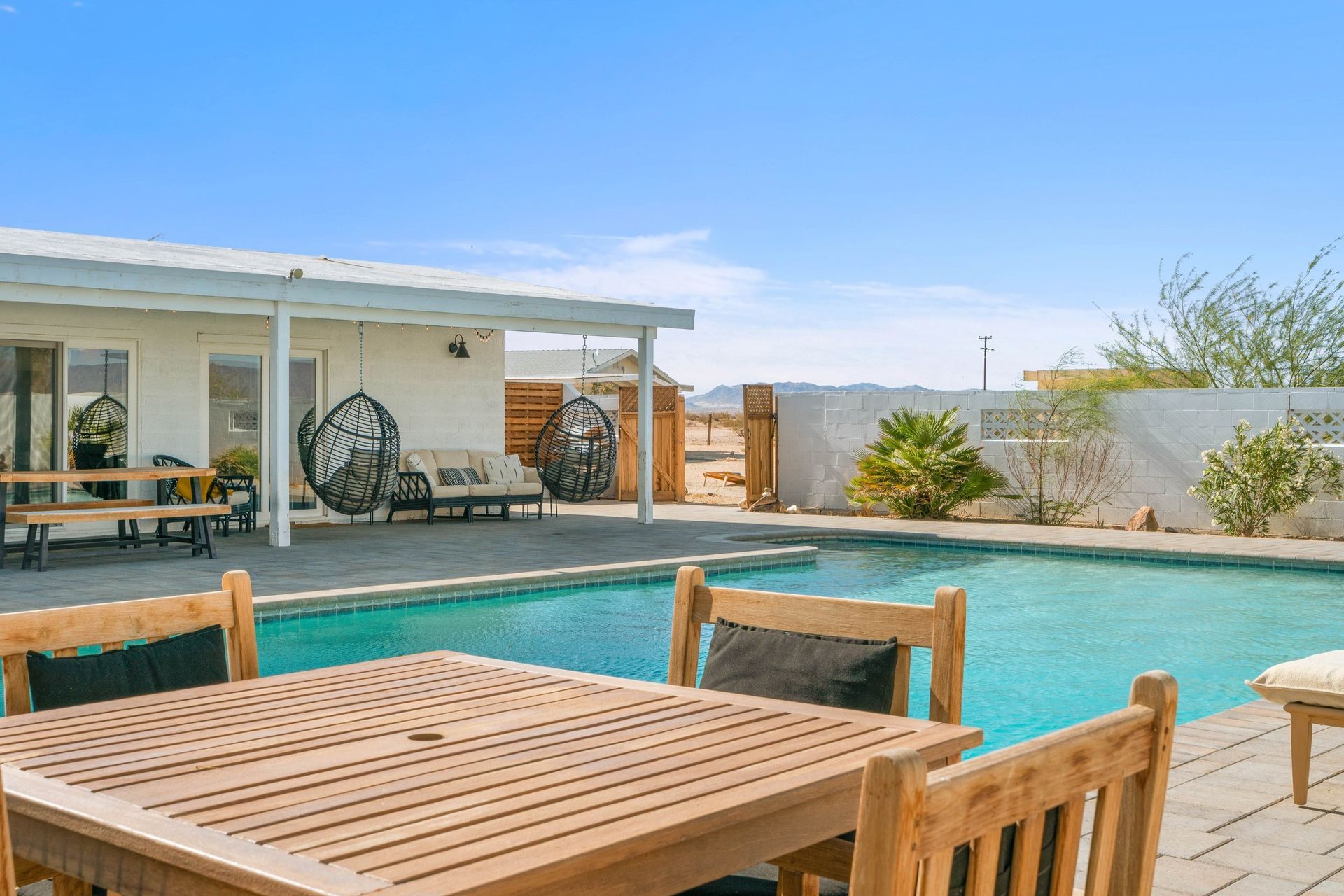 Wonder Valley Ranch poolside dining table